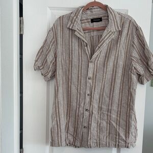 PacSun Tan and White Striped Casual Shirt
